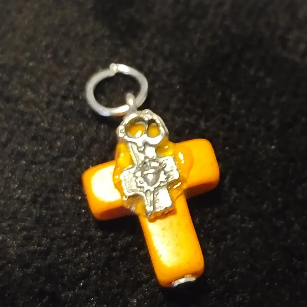 Small Cross Charm in Orange - Picture 1 of 1